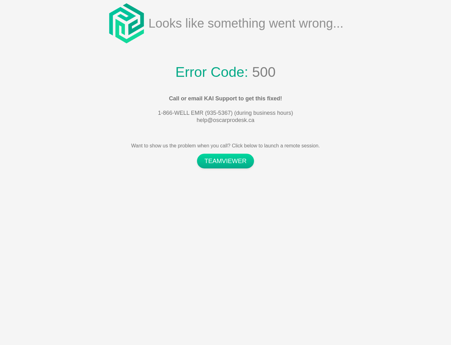 Oscar Pro chart URL — Error Code 500 (UI box not opened)